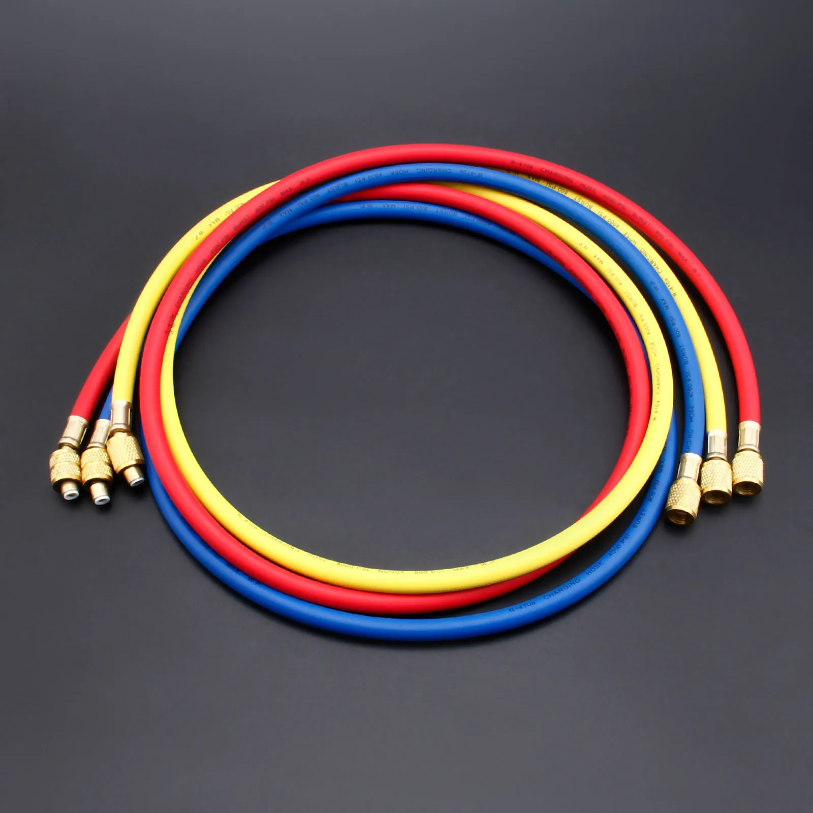 

3Pcs 400PSI 800PSI Charging Hoses 60" 1/4" SAE Shut Valve R410A R134A R12 R22 R502 Air-conditioning Valve Hose For Refrigerant