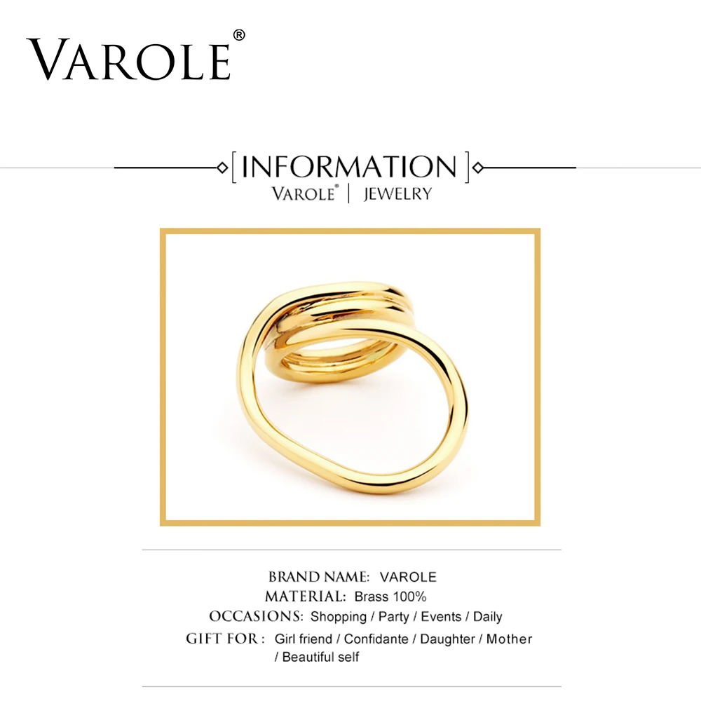 Varole корейский простой стиль с переплетенными линиями золотые медные кольца для женщин Персонализированные серебряные кольца ювелирные изделия