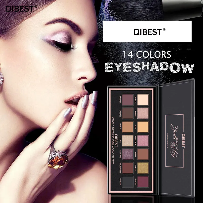 QiBest 14color Makeup Eyeshadow Palette Nudes Matte Pallete Glitter Powder Eye Shadow Set Stamp Pigment Paletas De Sombras Nueva |