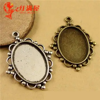 

Tibetan Silver And Antique Bronze Pendant Setting Tray Inner 25*18 mm For cabochon 25*18MM 80pcs A3444