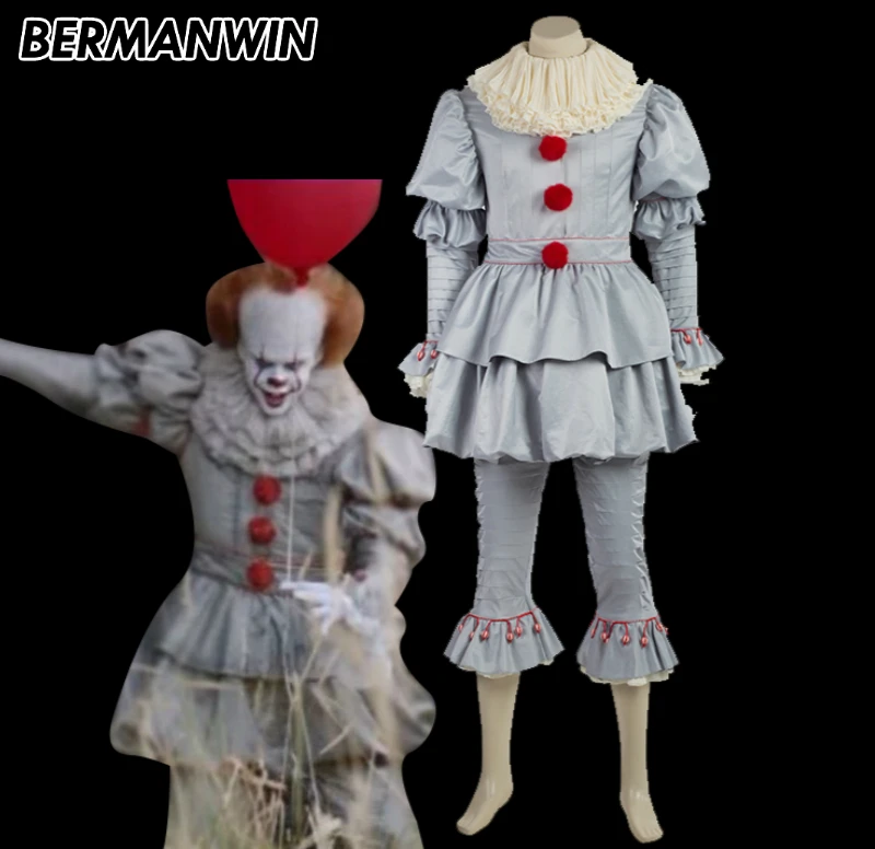 

BERMANWIN High Quality Stephen King's It Pennywise Costume Clown costume Halloween Cosplay Costume for adult men