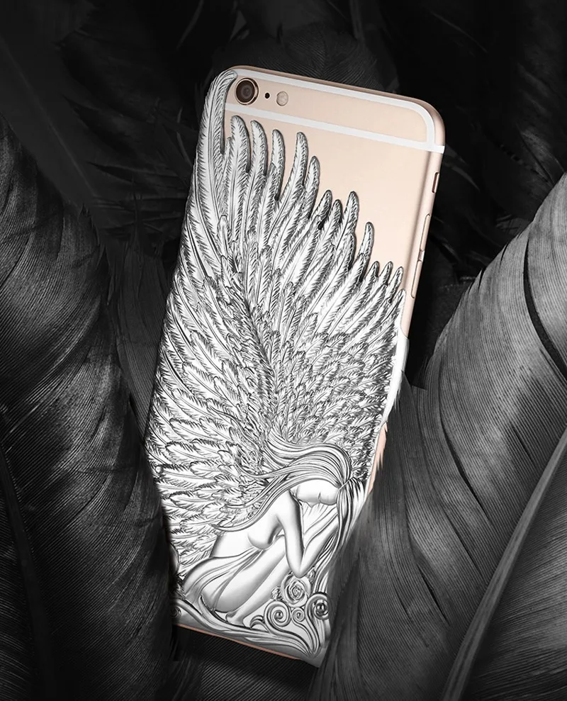 Case de Luxo para Iphone Asas de Anjo Tampa da Caixa de Volta Rígido de Proteção da Pele para a Apple Plus Iphone 4.7 10x 6 5.5 Inches3d 5 plus 5.5 inches3D Asas de Anjo Tampa