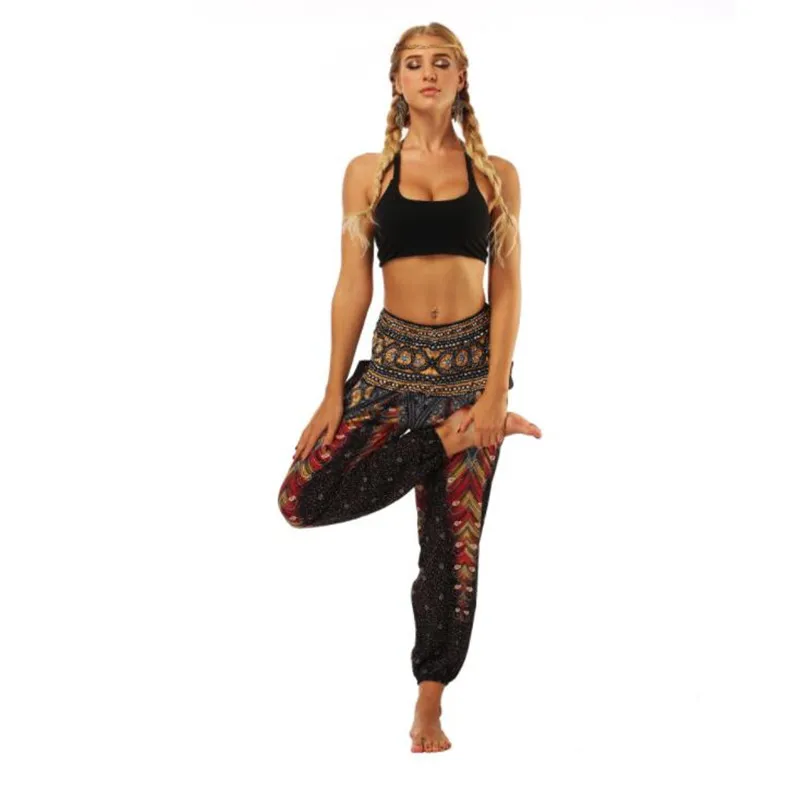 

2019 New Women Elastic High Waist Thai Harem Trousers Women's Retro Pint Loose Pants Active Pants Bottoms for Female