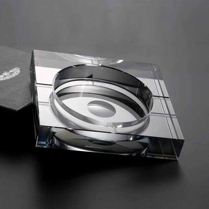 Luxury Crystal Glass Ashtray Elegant, Square Ashtray in 3 Sizes & 4