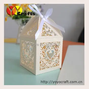 

Luxurious!Amazing heart shape laser cutting wedding cake box design 5*5cm