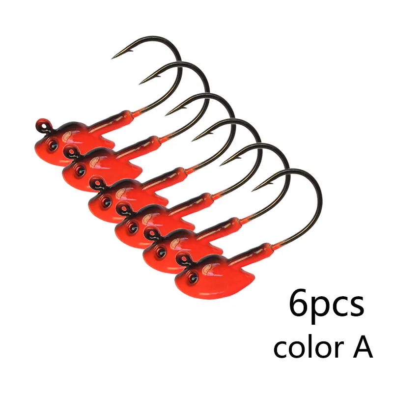 color A Balleo 6 шт./лот 7 г/10g14g18g21g28g свинцовая головка крючок Приманка рыболовный крючок голова рыболовные снасти Рыба Крючки и рыболовные принадлежности - Цвет: color A
