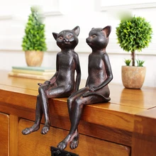 American Style Retro Cat Figurine 2PCS SET table sitting room furnishing articles Home Decoration