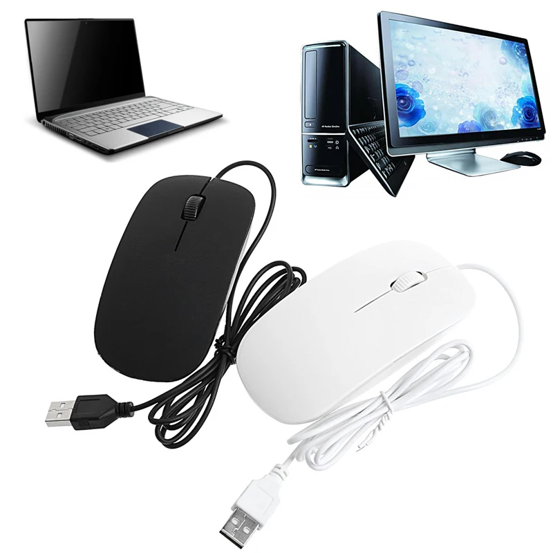 

Ultrathin 2.4GHz Wired Mouse USB Optical Mice For Laptop Computer PC Macbook White and Black Color C26