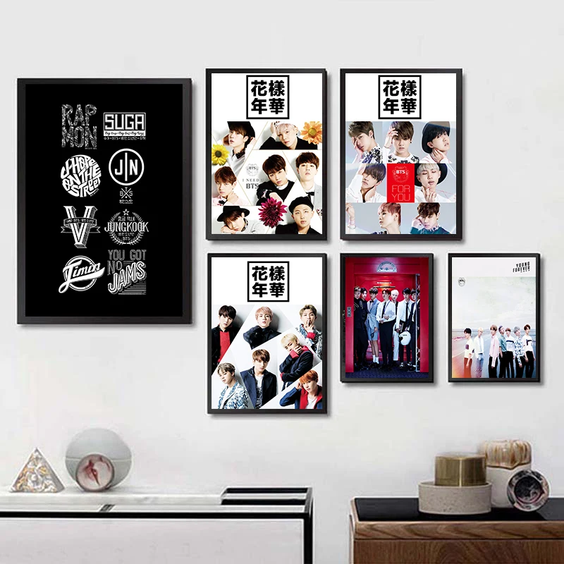 

kpop bangtan boys Posters Wall Stickers White Paper Prints Home Decoration home art Gift