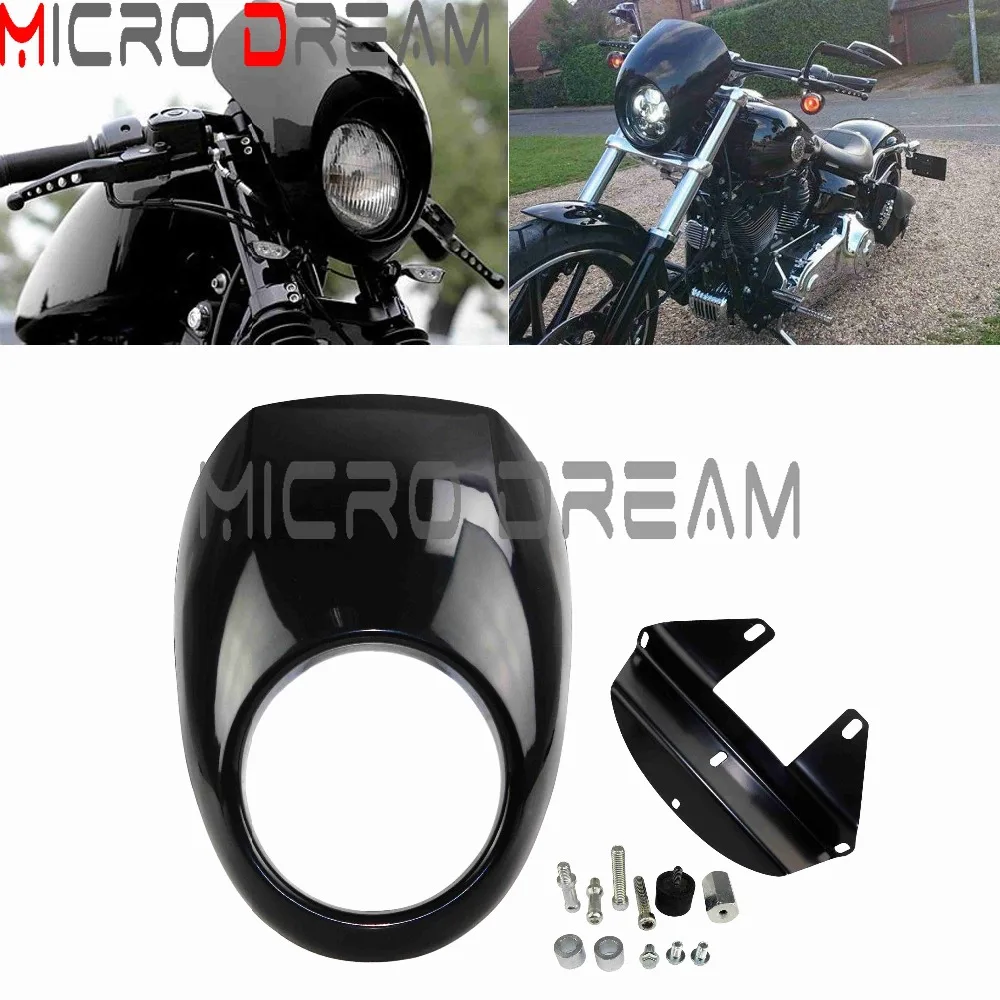 Черная ABS 5 75 &quotфара обтекателя мотоцикла защита фары маска для 73 18 Harley Sportster Dyna FXR