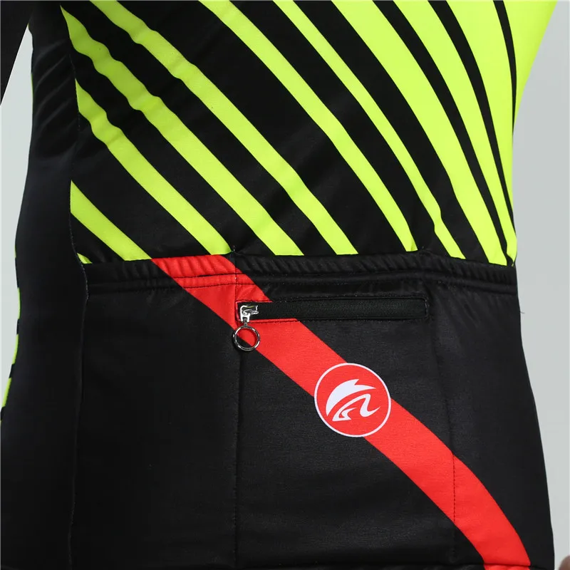 Men cycling jersey winter long sleeve fluorescence stripes bicycle jersey maillot ciclismo hombre triathlon team clothing custom