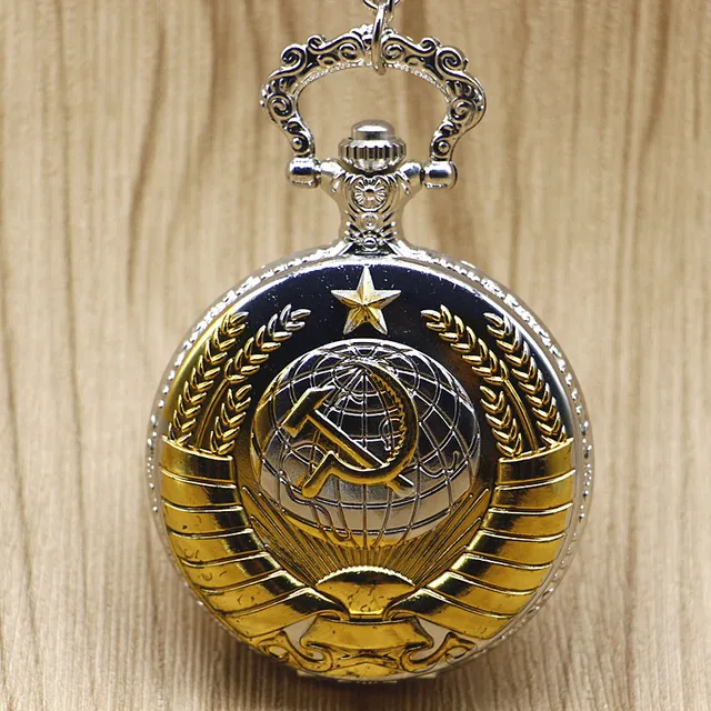 New Soviet Sickle Hammer Style Quartz Pocket Watch Men Vintage Bronze Necklace P New Soviet Sickle Hammer Style Quartz Pocket Watch Men Vintage Bronze Necklace P