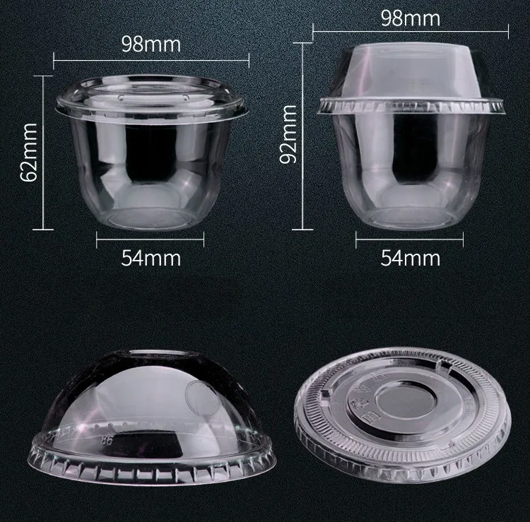 Одноразовый йогурт пластиковый стаканчик смузи фруктовые злаки Sunda мусс салат упаковка чашка с крышками высокий прозрачный отдельно стоящий