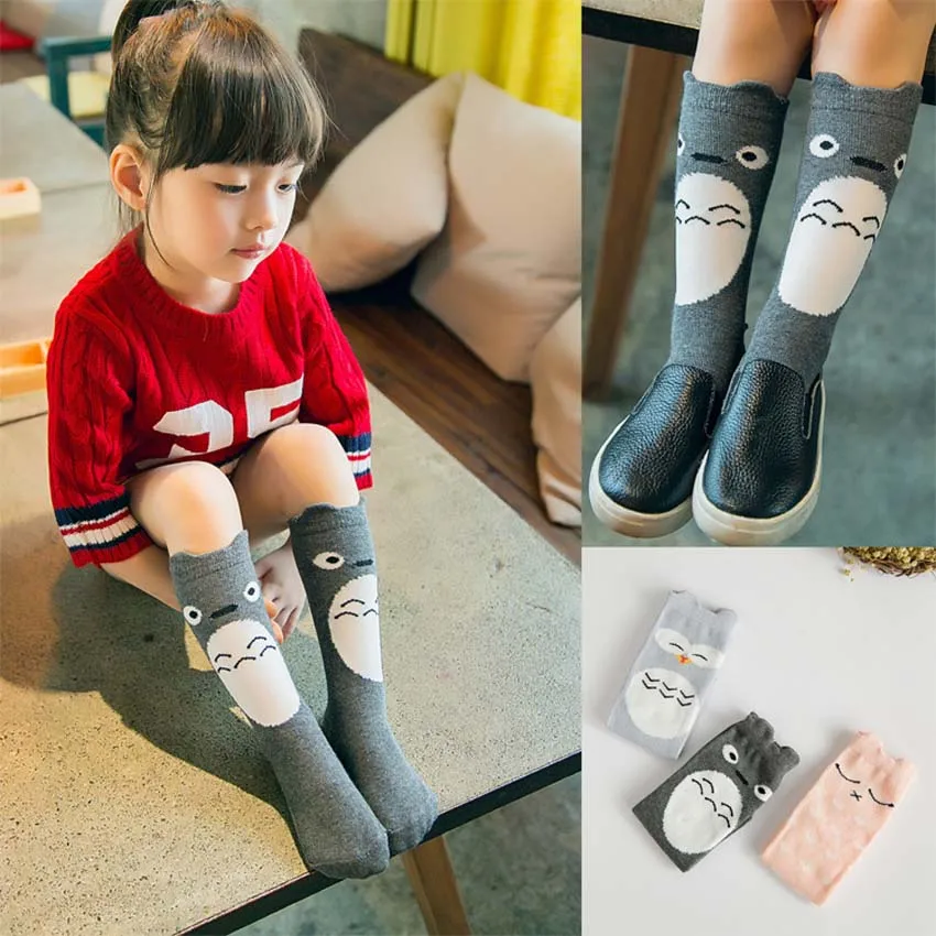 

2017 Autumn Winter Newborn Girls Knee High Totoro Socks Cartoon Cute Weather Pattern Baby Girls Cotton Sock Infantis Fox Socks