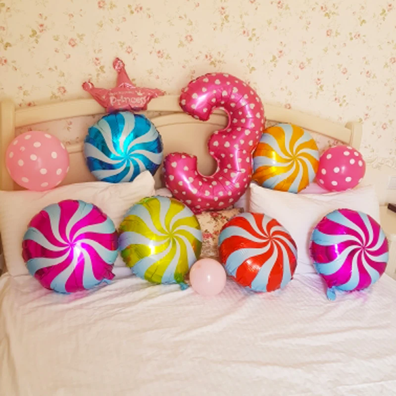 18inch Lollipop Balloons Boy Girl Candy Windmill Foil Balloon Birthday Party Decorations Kids Wedding Decoration Event Supplies | Дом и сад