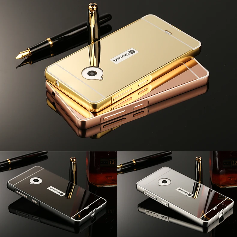 Metal Aluminum Frame Acrylic Plastic Mirror Back Cover Case For Nokia Microsoft Lumia 535 550 630 640 830 930 950 XL 1320 1520