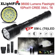 XLightFire 38000 люмен 15x CREE XML T6 5 Режим 18650 супер яркий светодиодный фонарик безопасности и выживания Z1024