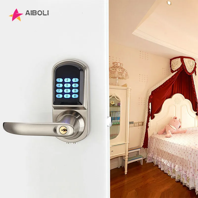 Koop AIBOLI Card Wachtwoord smart lock digitale elektronische deurslot touchscreen anti diefstal Intelligente Mechanische sleutel smart deur loc