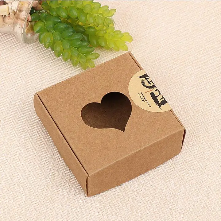 

10pcs/lot Small Hollow Paper Box Mini Soap Packing Kraft Window Box For Jewelry Candy DIY Craft Gift Packaging Boxes
