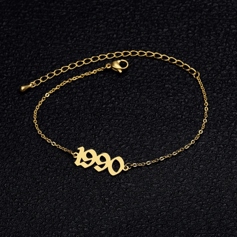 Персональный браслет с цифрами 1989 1999 1988, изготовленный на заказ браслет из нержавеющей стали, старый браслет Englih, ювелирные изделия для него, Макси ожерелье