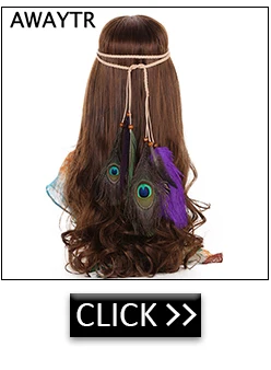 AWAYTR Fashion Boho Feather Headband for Woman Festival Hair Accessories Peacock Feather Turban Ladies Adjust Hairband