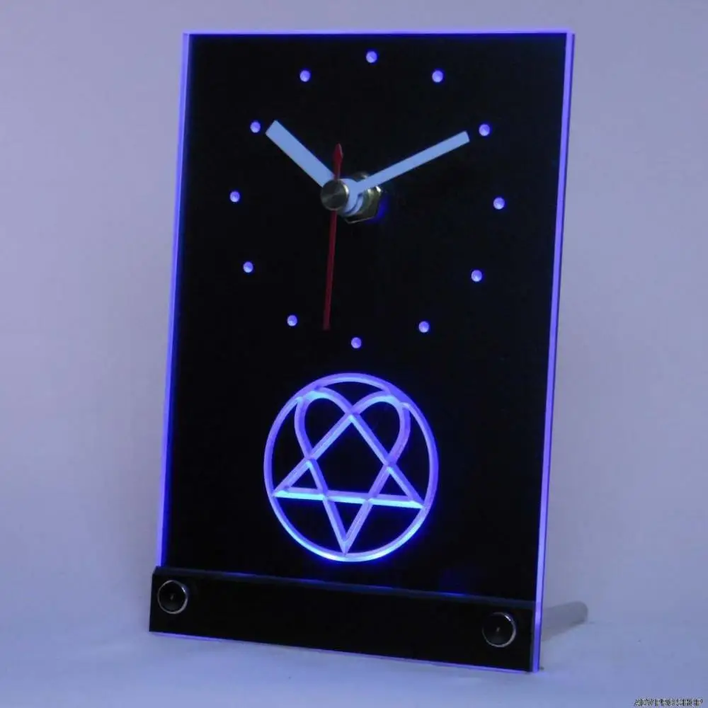 

tnc0166 Him Heartagram Logo Band Table Desk 3D LED Clock