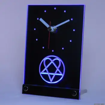 

tnc0166 Him Heartagram Logo Band Table Desk 3D LED Clock