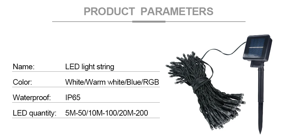 Светодиодный светильник на солнечной батарее s наружный Рождественский светильник s 7 12 22 м 2 режима IP65 Водонепроницаемый светодиодный диодный гирлянда Солнечная лампа Сказочный светильник