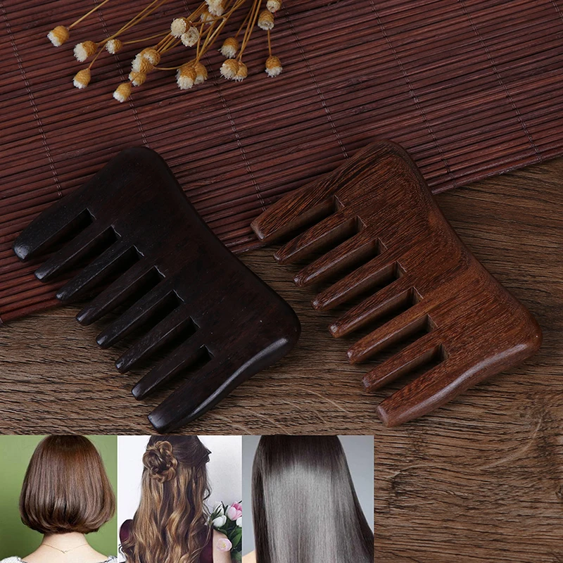 1PC Natural Wood Comb Wooden Wide Tooth Hair Comb Detangler Sandalwood Waist Comb 2 Colors