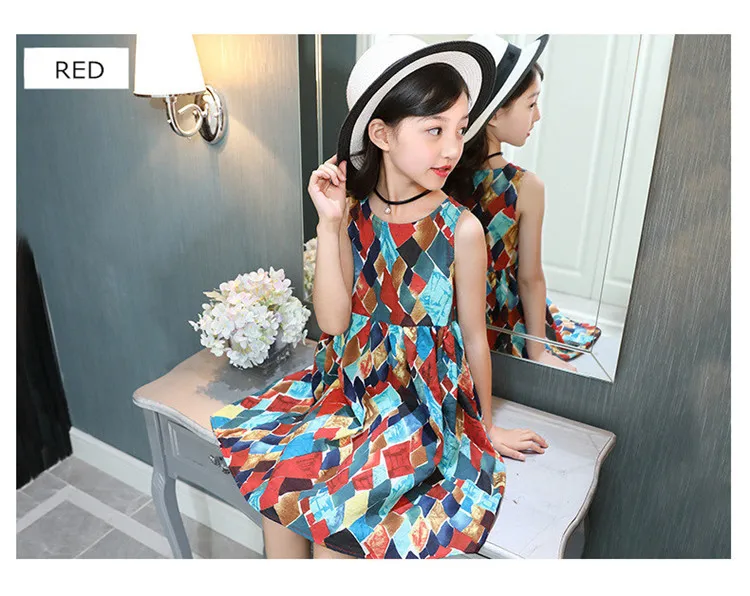 3-12 y fashion dress for girls summer 2019 girl dresses sleeveless sundress teenager 10 12 years old kids clothes On Sales (5)