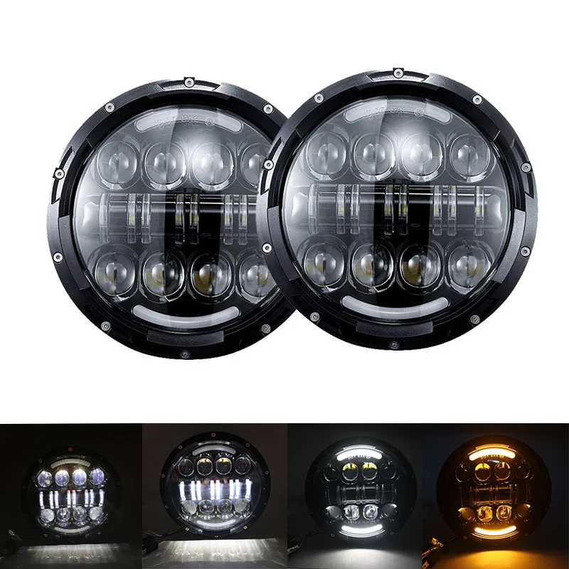 

80W 7 inch Car Led Headlight 4x4 Off road Led H4 Hi / Lo Beam led Headlight Auto Kit for Jeep Wrangler JK CJ Motorcycle