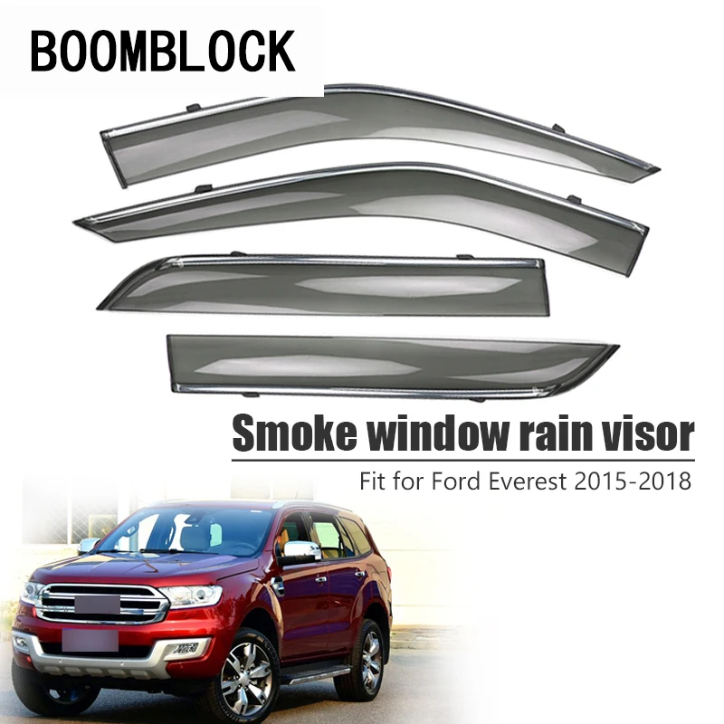

High Quality 4pcs Smoke Window Rain Visor For Ford Everest 2018 2017 2016 2015 Styling ABS Vent Sun Deflectors Guard Accessories