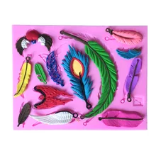 Fashion Feather Design Collections jewelry pendant Mold Fondant Cake Mold Silicone Mold for Kitchen Baking Decoration Tool
