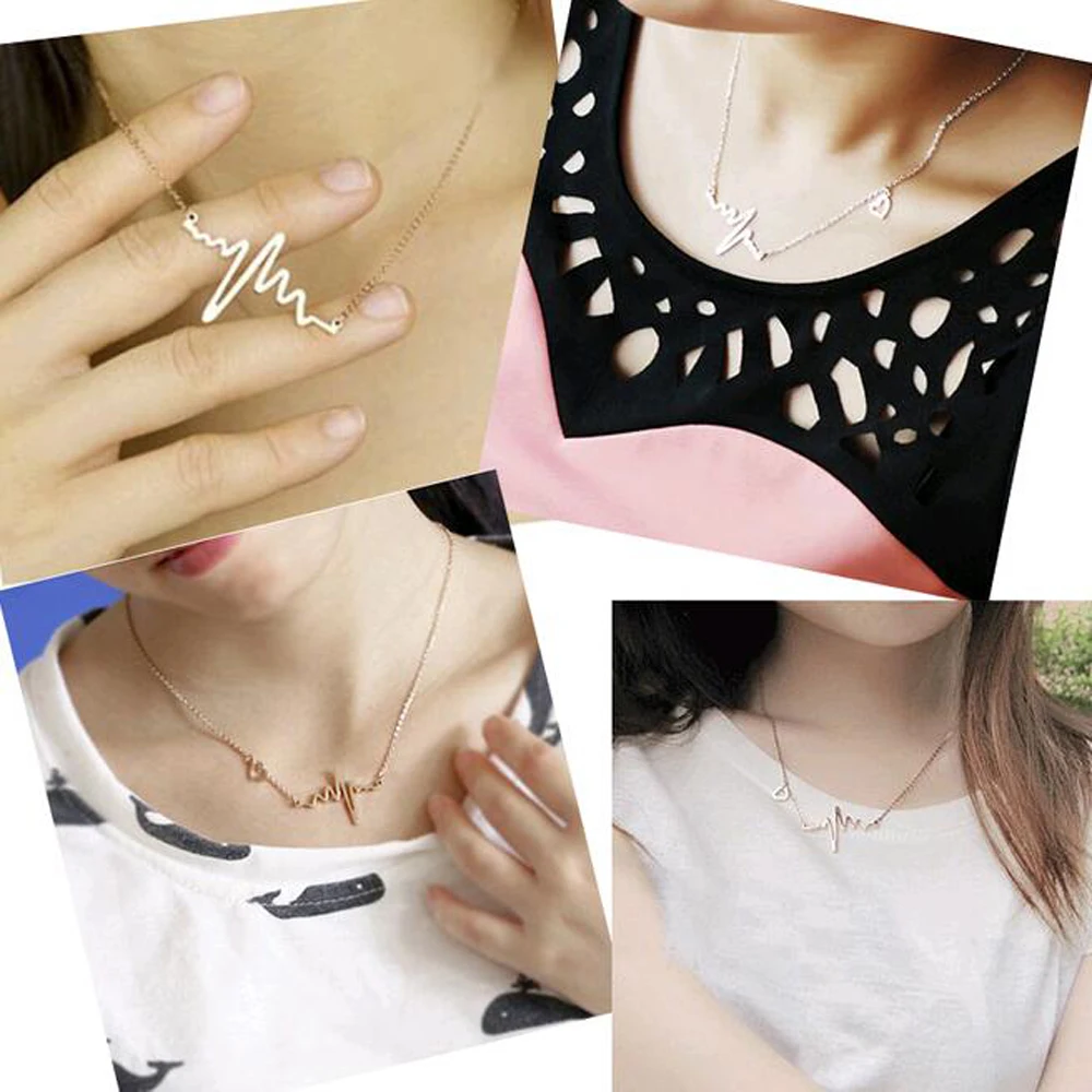 FAMSHIN-2016-Hot-Simple-Wave-Heart-Necklace-Chic-ECG-Heartbeat-Gold-Pendant-Charm-Lightning-Necklace-for (2)