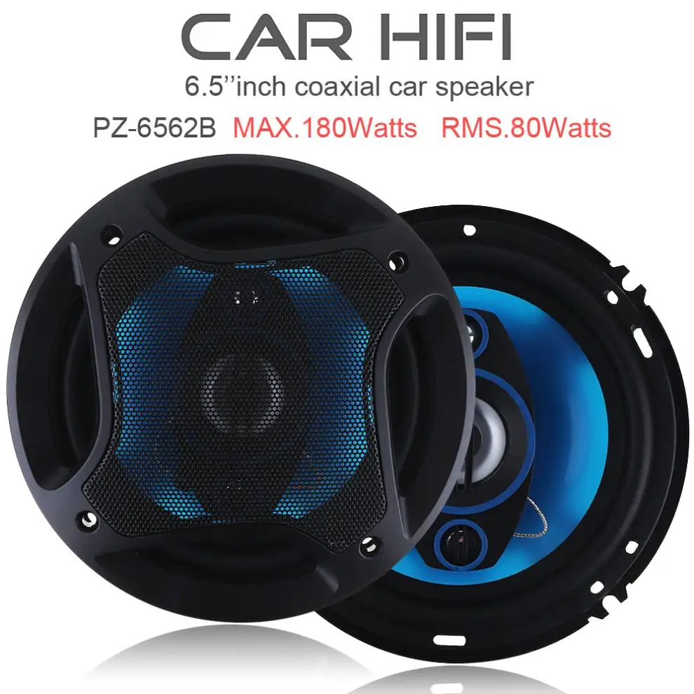 Comprar 2 uds 6,5 pulgadas 180W 3 vías Auto Car Loudspeaker coaxiales bocina Audio música estéreo Full Range frequencia Hifi vehículo altavoz
