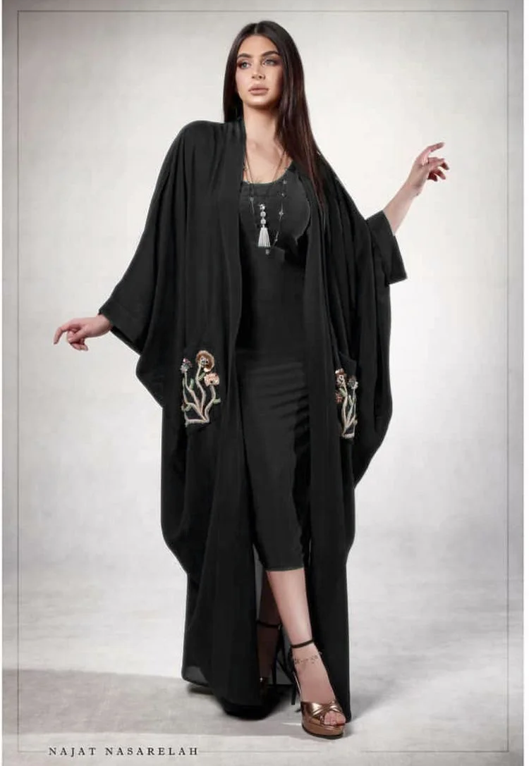 Мусульманский Вышивка Кардиган «абайя» рукав летучая мышь Макси платье свободное кимоно длинные халаты Vestidos Ближний Восток Рамадан турецкий исламский