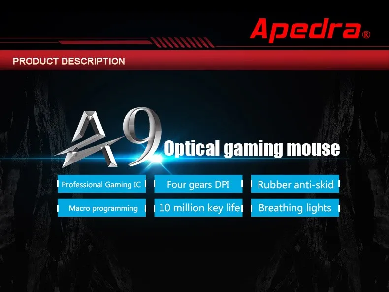 Apedra Bloody A9 Raton Souris игровая оптическая светодиодная Usb 7 Botones Souris Gaming Sans Fil для ноутбука ПК ноутбука Raton Gamer