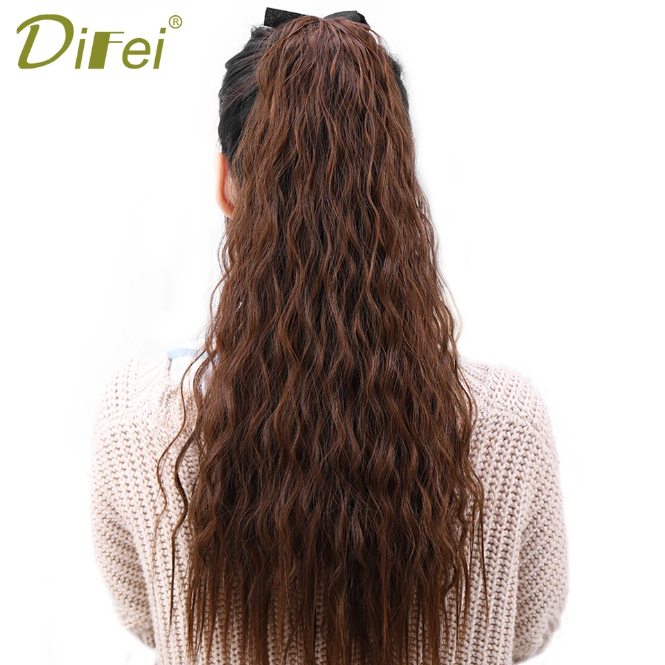

Long Corn Wave Ponytail for Women Heat Resistant Synthetic Drawstring Ribbon Ponytail Hair Extension 12 Colors Available