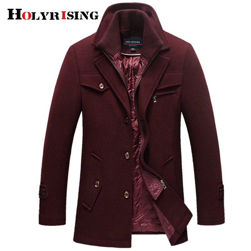 Holyrising мужское шерстяное пальто Толстые мужские и куртки теплые полупальто 5XL