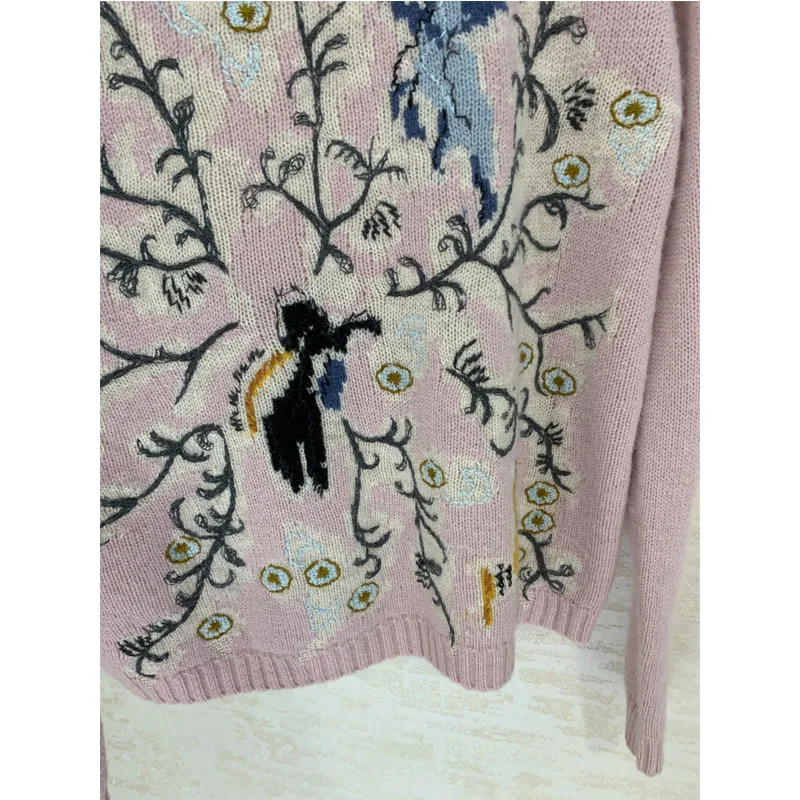 Осень и зима кашемировый свитер с цветком кашемир темперамент Универсальный удобный длинный рукав круглый вырез p