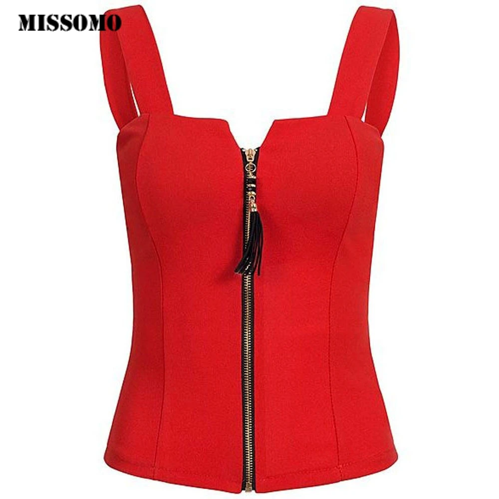 

MISSOMO Clothes women tops 2019 summer Sexy Summer Women's crop tank top Sleeveless Camisole Tank Zipper Top cami white tank top