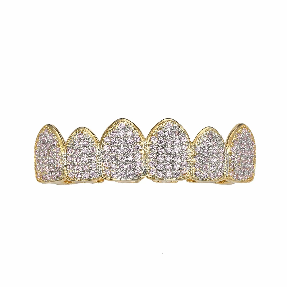 Розовый CZ камень микро проложить сверху снизу пользовательские Grillz
