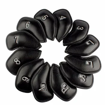 

12PCS/Set Exquisite PU Golf Club Iron Head Covers Protector Golf Head cover Sets Iron Club Head Cover Accessories