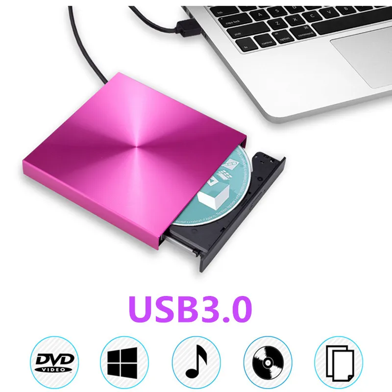 KuWFi USB3.0 Внешний DVD горелка ридер CD ROM плеер Оптический привод для MAC OS/MacBook /для Apple