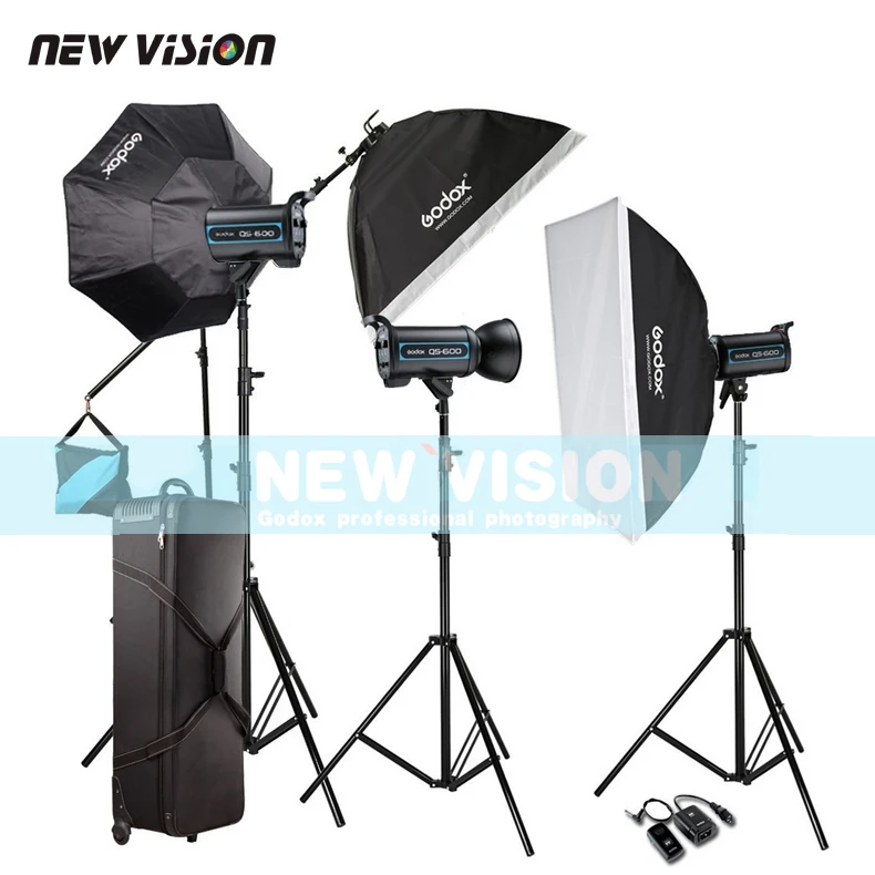 

Godox 1800W 3X 600W Flash Light Studio Strobe lighting Professional Photography Kit