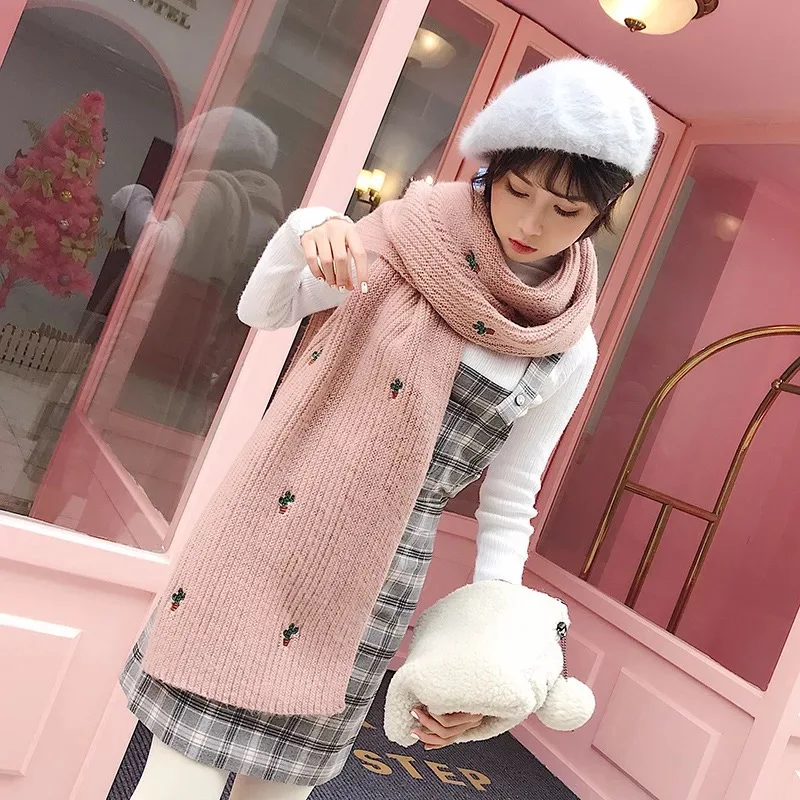 Mingjiebihuo New fashion scarf female winter Korean students wild knit long thick warm Harajuku style small fresh wool collar