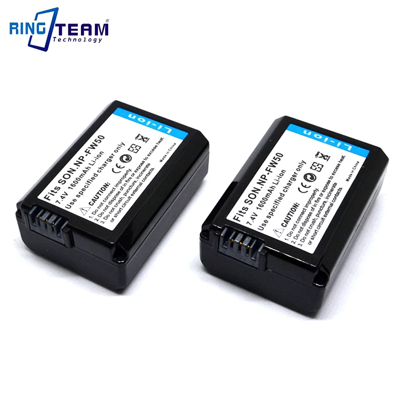 

2Pcs Rechargeable Battery NP-FW50 NP FW50 for Sony Alpha A3000 A3500 A5000 A6000 7 7R 7S 7II A7 A7R A7S DSC-RX10ILCE-QX1 Cameras