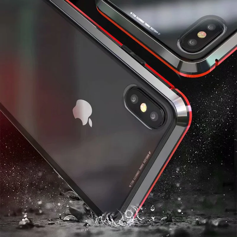 Магнитный чехол с полным покрытием 360 градусов для iPhone 11 Pro XS MAX XR 8 Plus алюминиевый