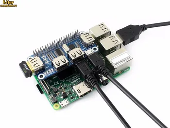 

Waveshare 4 Port USB HUB HAT for RPi Zero / Zero W/B+ /2B /3B /3B+,USB to UART for serial debugging,compatible with USB2.0/1.1
