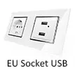 Double EU Schuko Power Socket with Double USB Charging Ports 5.1DC 2.1A For EU Round Box Wallpad 156*86mm EU Outlet with USB
